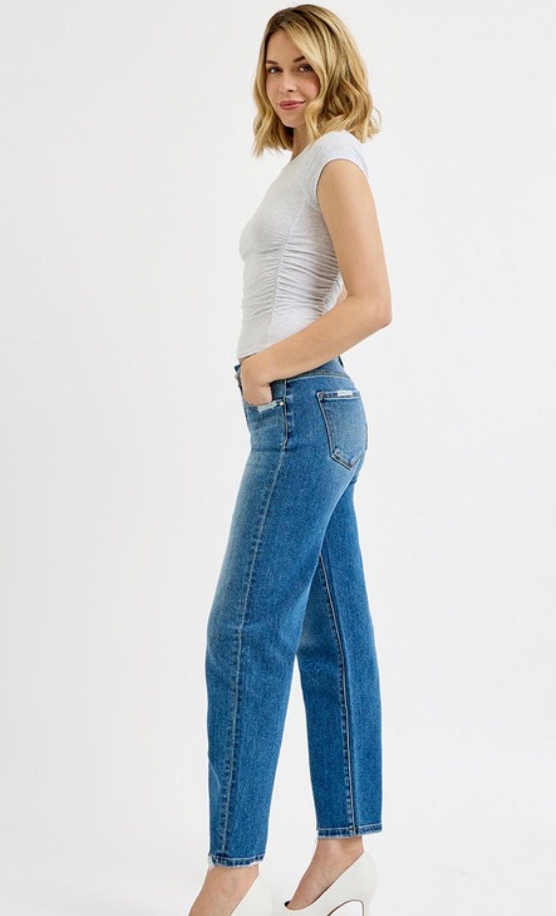 Risen Jeans - Tummy Control High Rise Ankle Slim Barrel Jeans