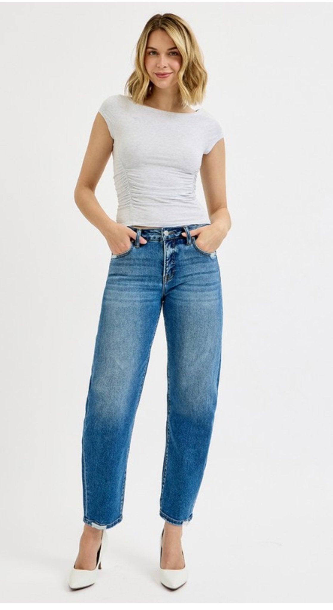 Risen Jeans - Tummy Control High Rise Ankle Slim Barrel Jeans
