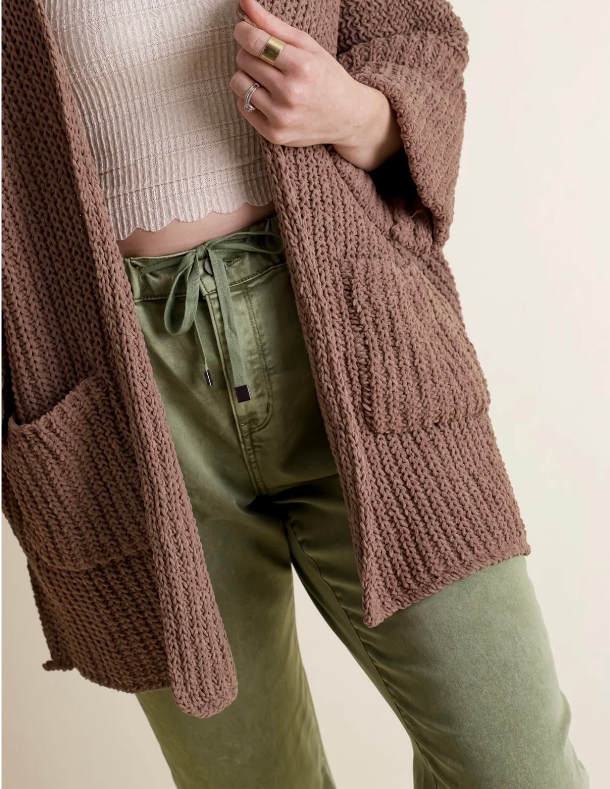 POL Wrap Me Up Cardigan - Brown