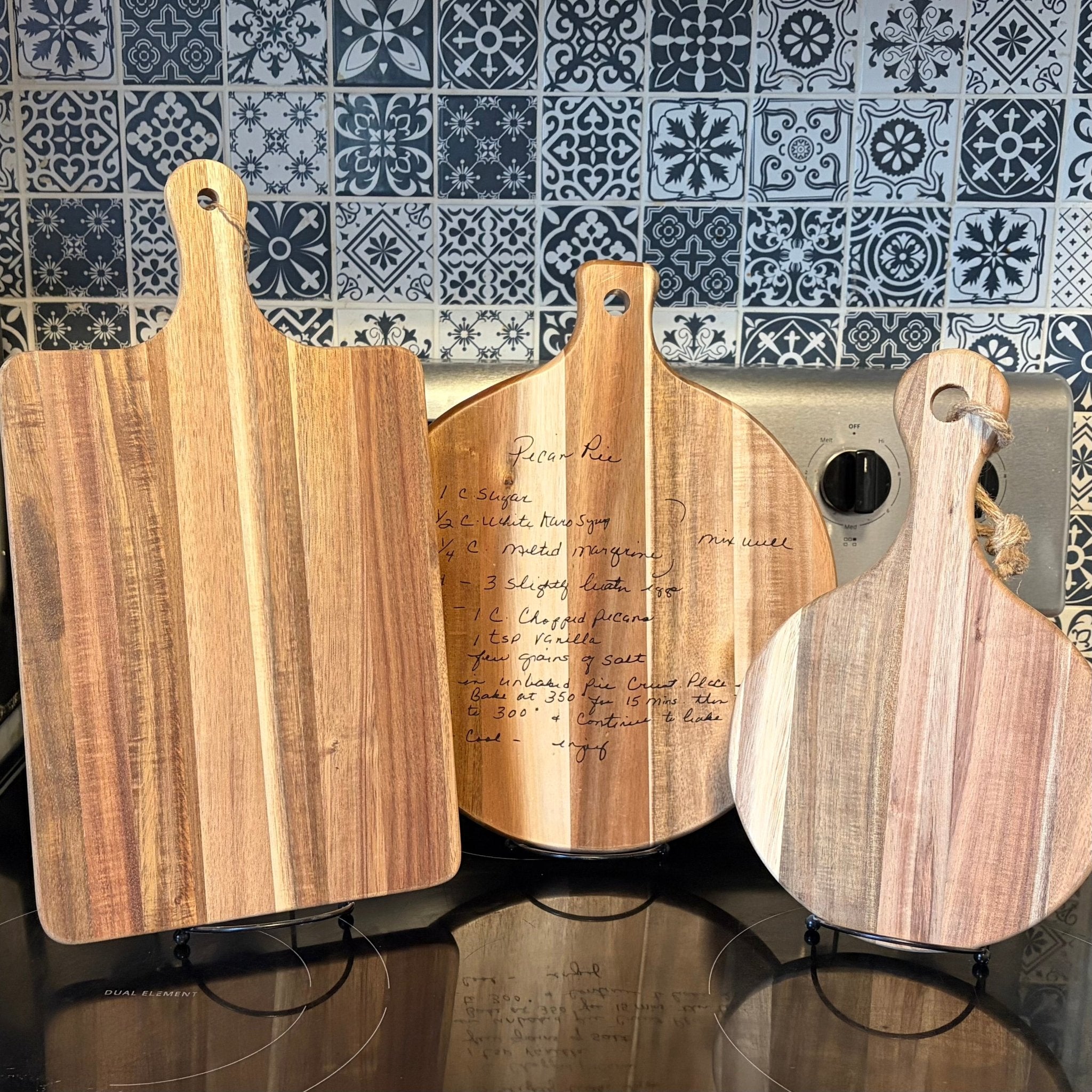 Personalized Recipe Cutting Board: Handwriting Engraved Pecan Pie Recipe, Unique Kitchen Decor, Keepsake Gift