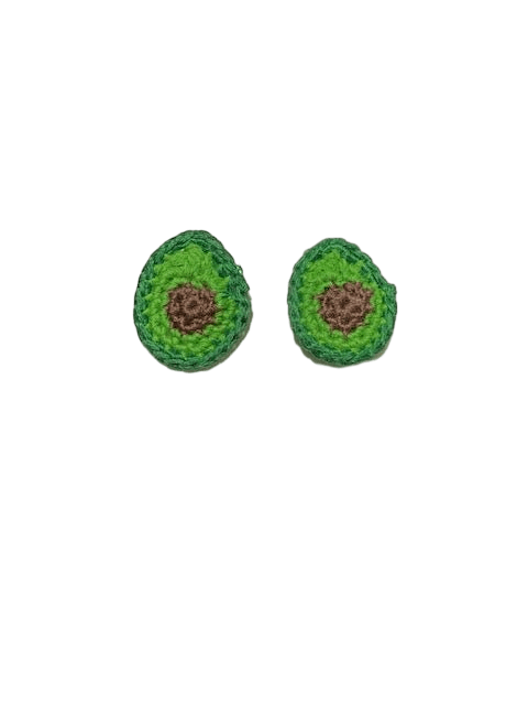 Handmade crochet avocado earrings, hypoallergenic cotton food jewelry