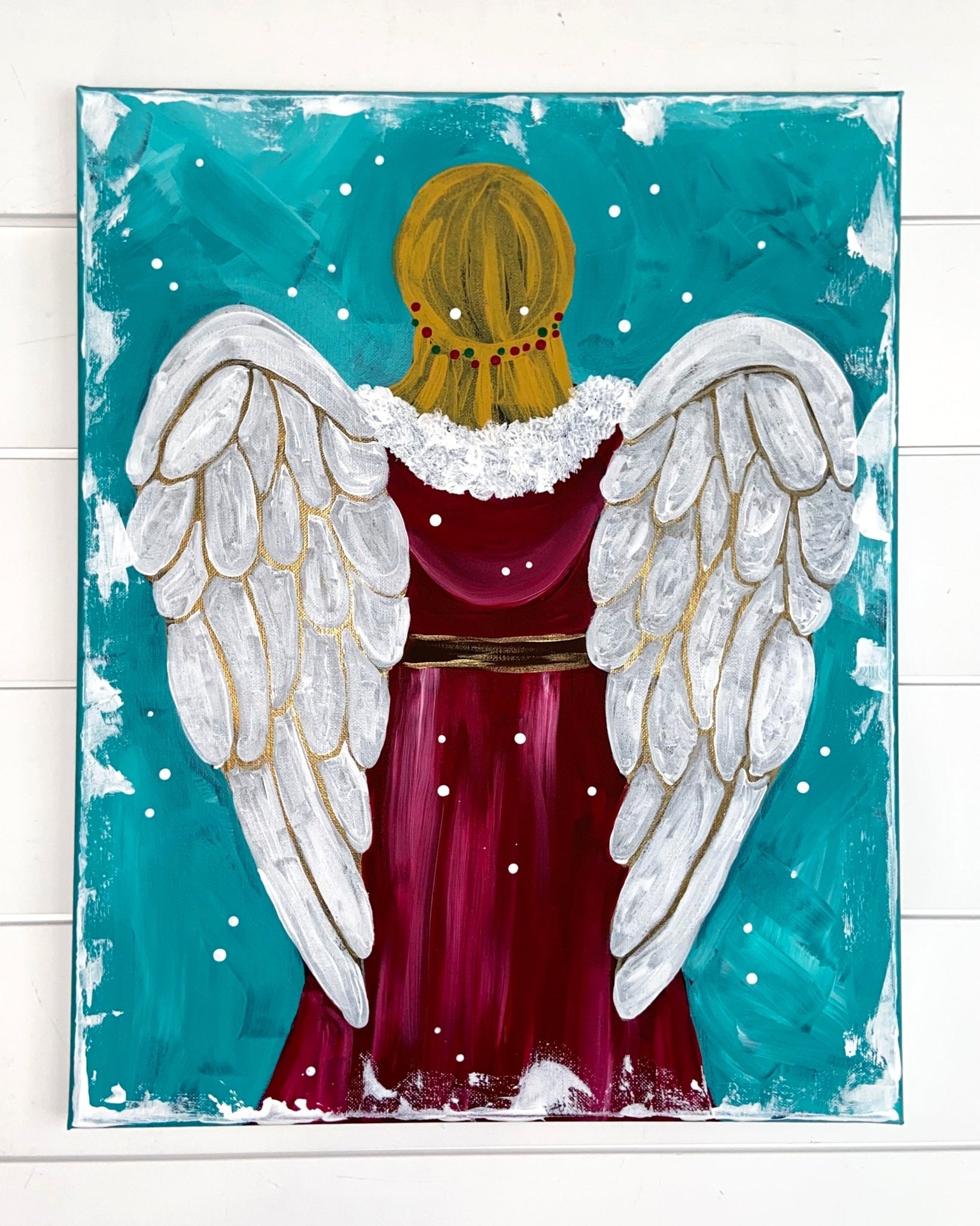 Winter Angel Canvas Painting: Sip & Paint Holiday Art Class for DIY Christmas Decor