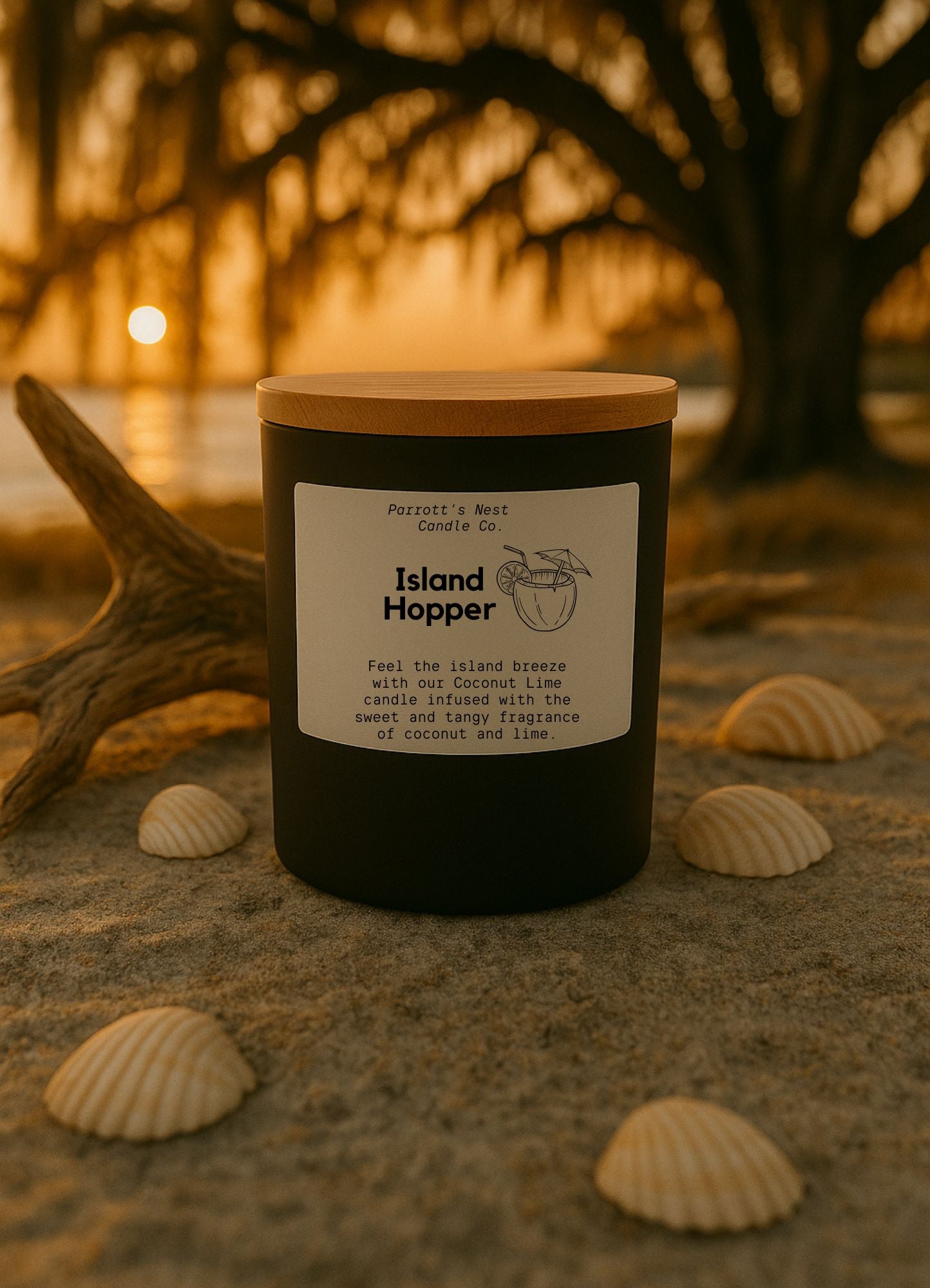 Island Hopper Candle by Parrott's Nest: Coconut Lime Scent, Beach Vibe