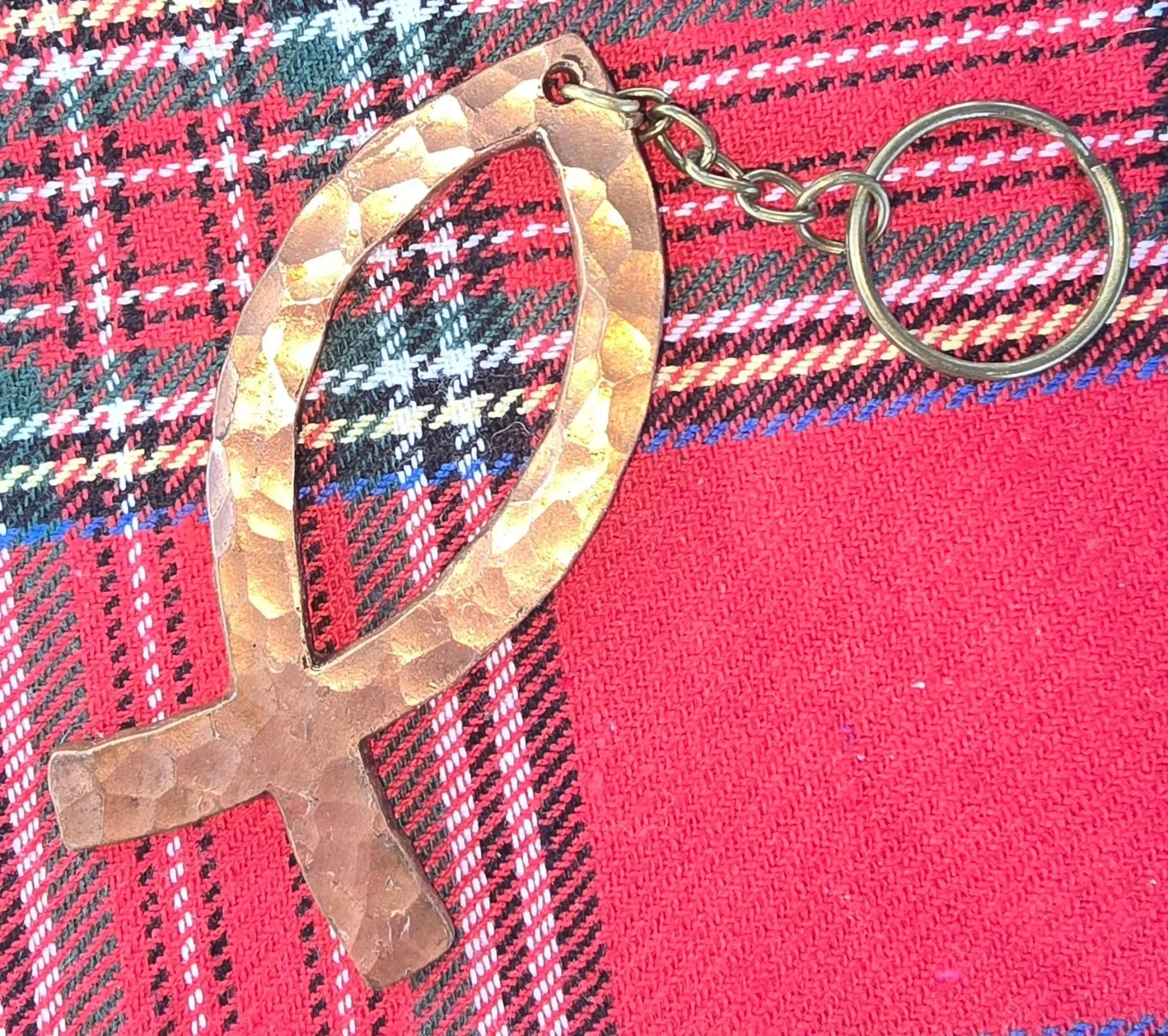 Forged Copper Jesus Fish Keychain - Christian Symbol of Faith, Strength, Religious Gift