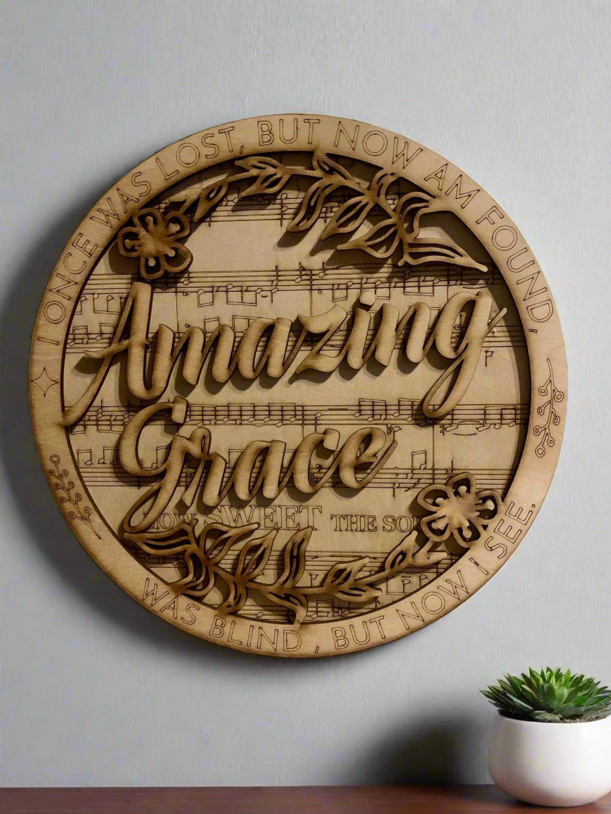 “Amazing Grace” Wooden Plaque with Stand