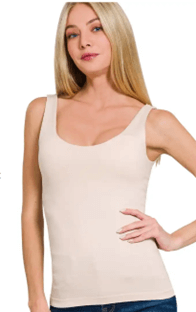 Layering Tank Top: Keep It Trendy Seamless Tank. Zenana Women's Basic Nylon Spandex Undershirt, Nude/Neutral