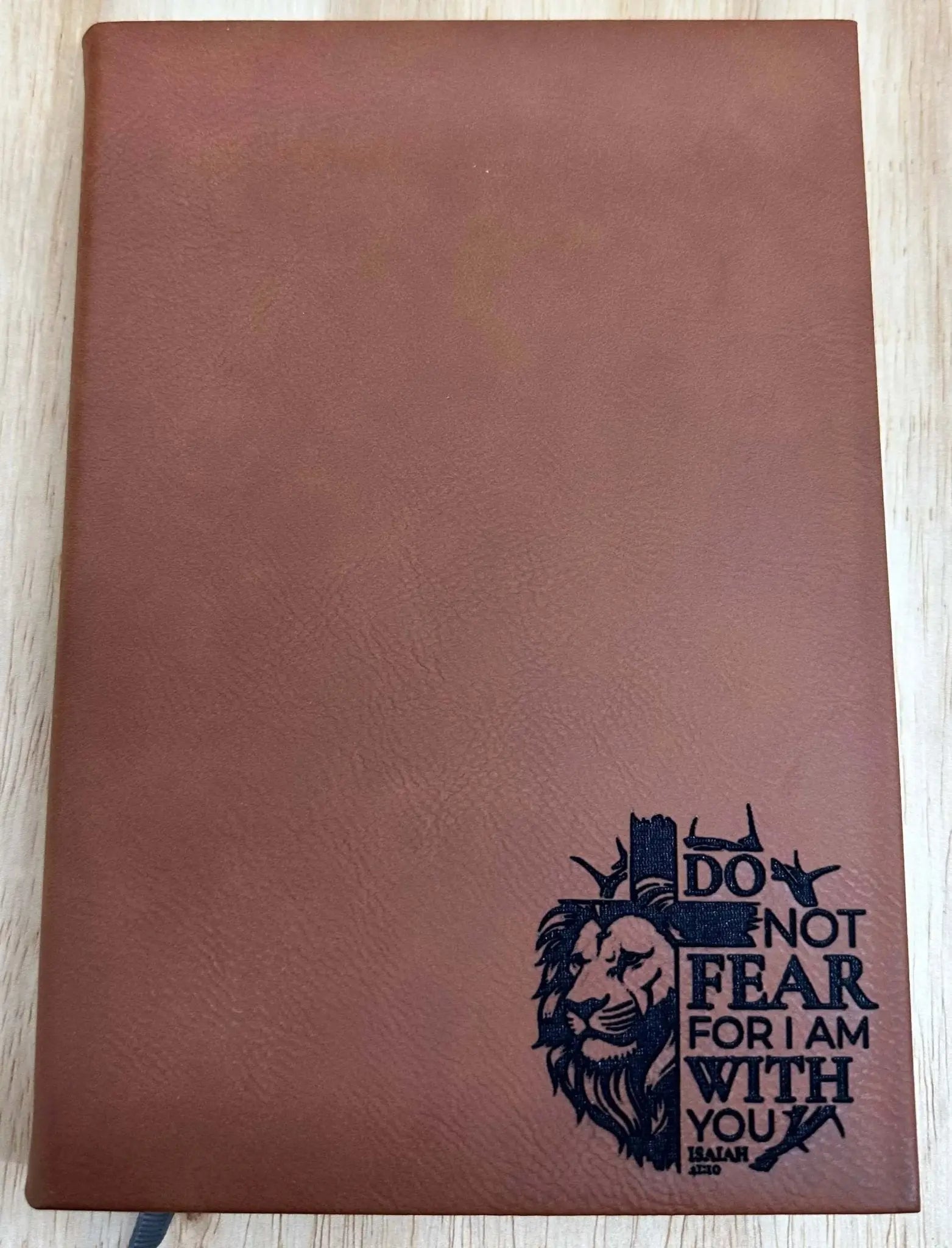 Leather Journal: Do Not Fear - Isaiah 41:10, Christian Gift, Handmade Prayer Journal by Faithful Woodworks Mississippi