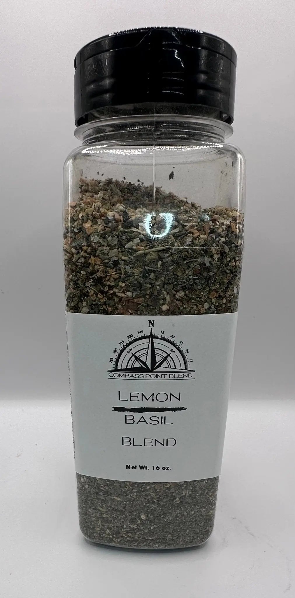 Lemon Basil Blend Spice Jar - Compass Point Blend 16 oz - Flavor Enhancer for Fish, Chicken, Vegetables.