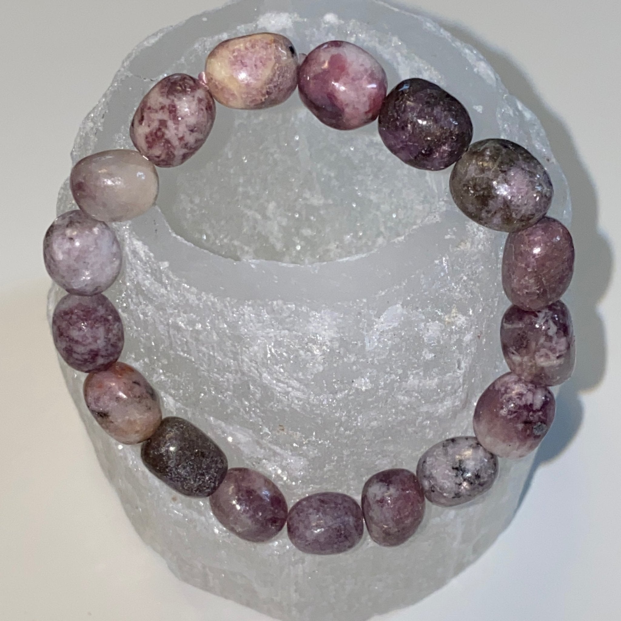 Handmade Lepidolite bracelet with 8mm natural gemstone beads from Hands of Earth Energy
