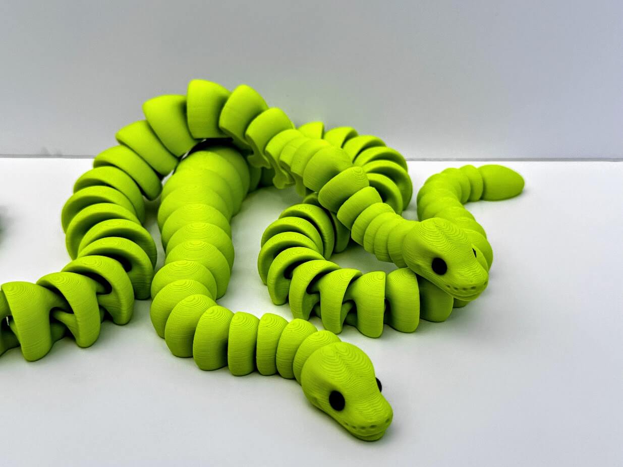 Light Green Fidget Snake - 3D Printed Sensory Toy for Stress Relief & Focus - Articulated Snake for ADHD, Mississippi Handmade