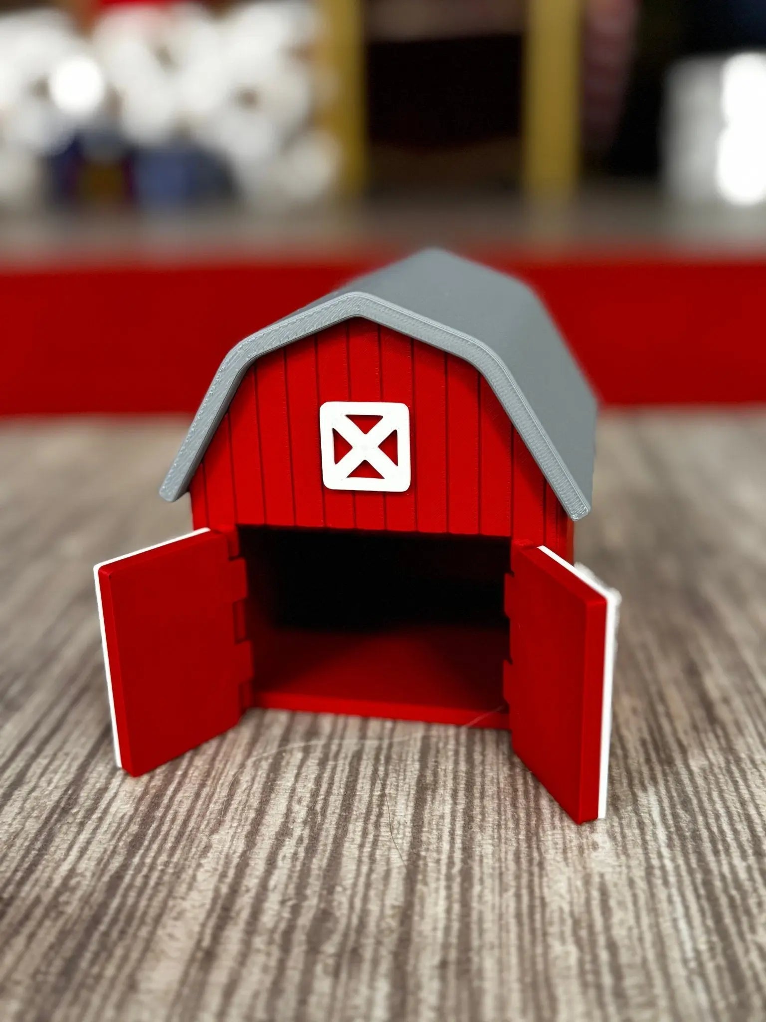 3D Printed Barn Playhouse for Lil Critter Fidgets - Miniature Red Barn with Opening Doors - Main Street Collective