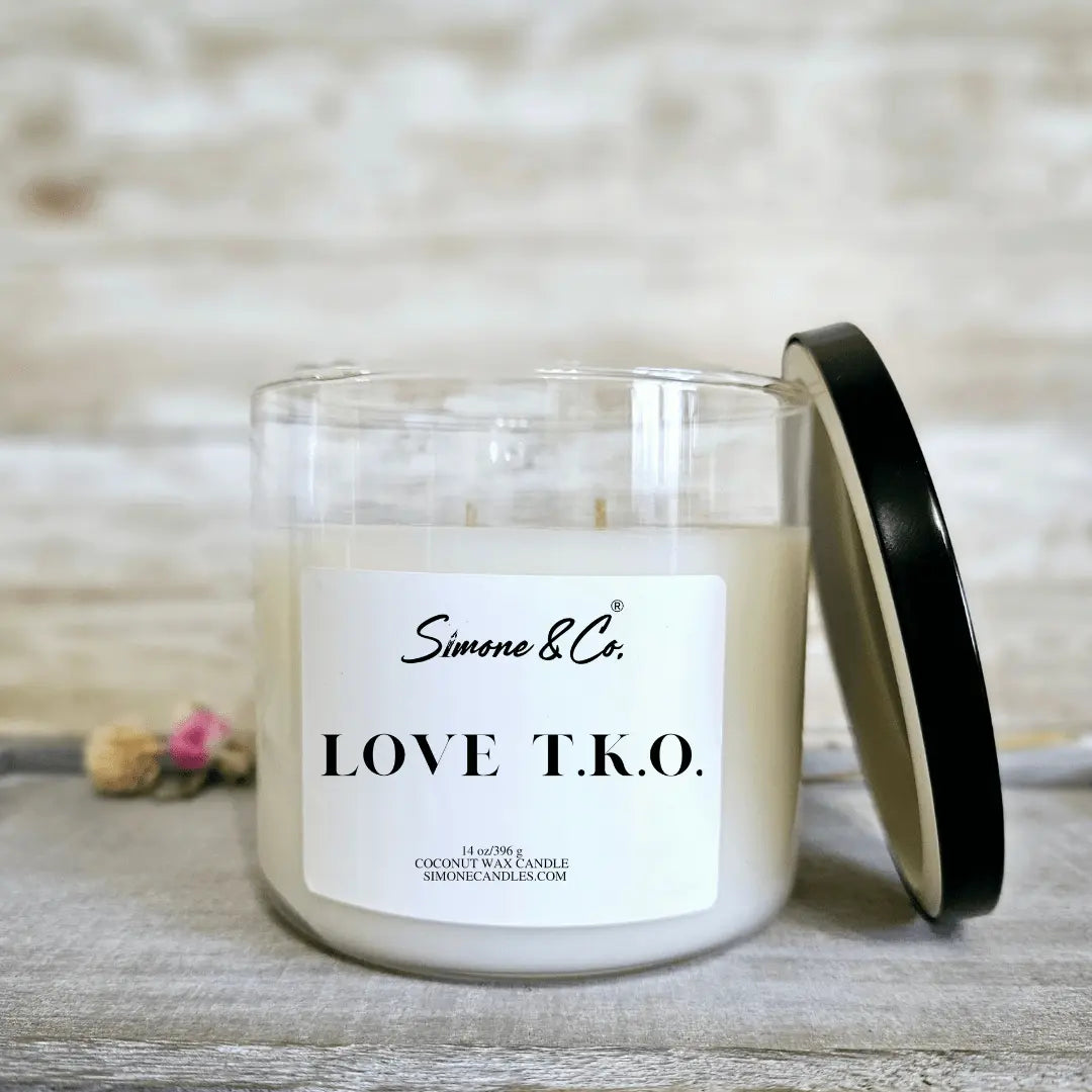 Simone & Co. Love TKO Scented Candle - 14 oz - Luxury Candle Amber Jasmine Sandalwood Musk