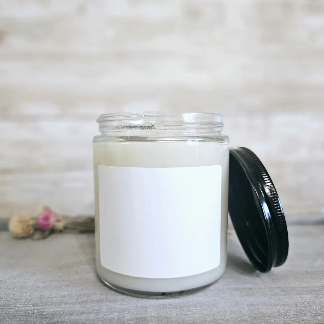 Love TKO Candle by Simone & Co. - Handcrafted Soy Candle with a Clean, Modern Design. Scented candle with black lid.