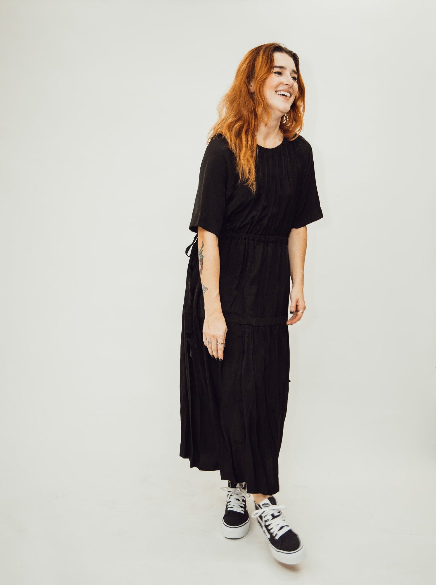 MOD REF Ollie Black Midi Dress - Main Street Collective: Comfortable & Casual Silk-Like Style