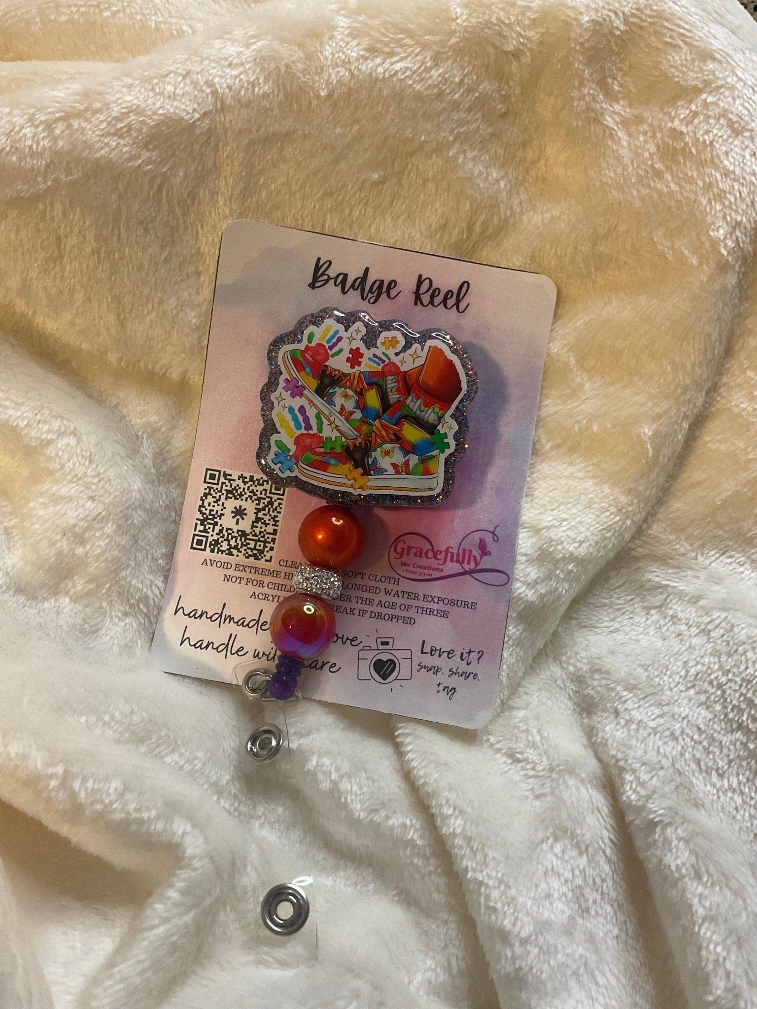 Autism Awareness Badge Reel: Handmade in Mississippi - Gracefully Me Creations