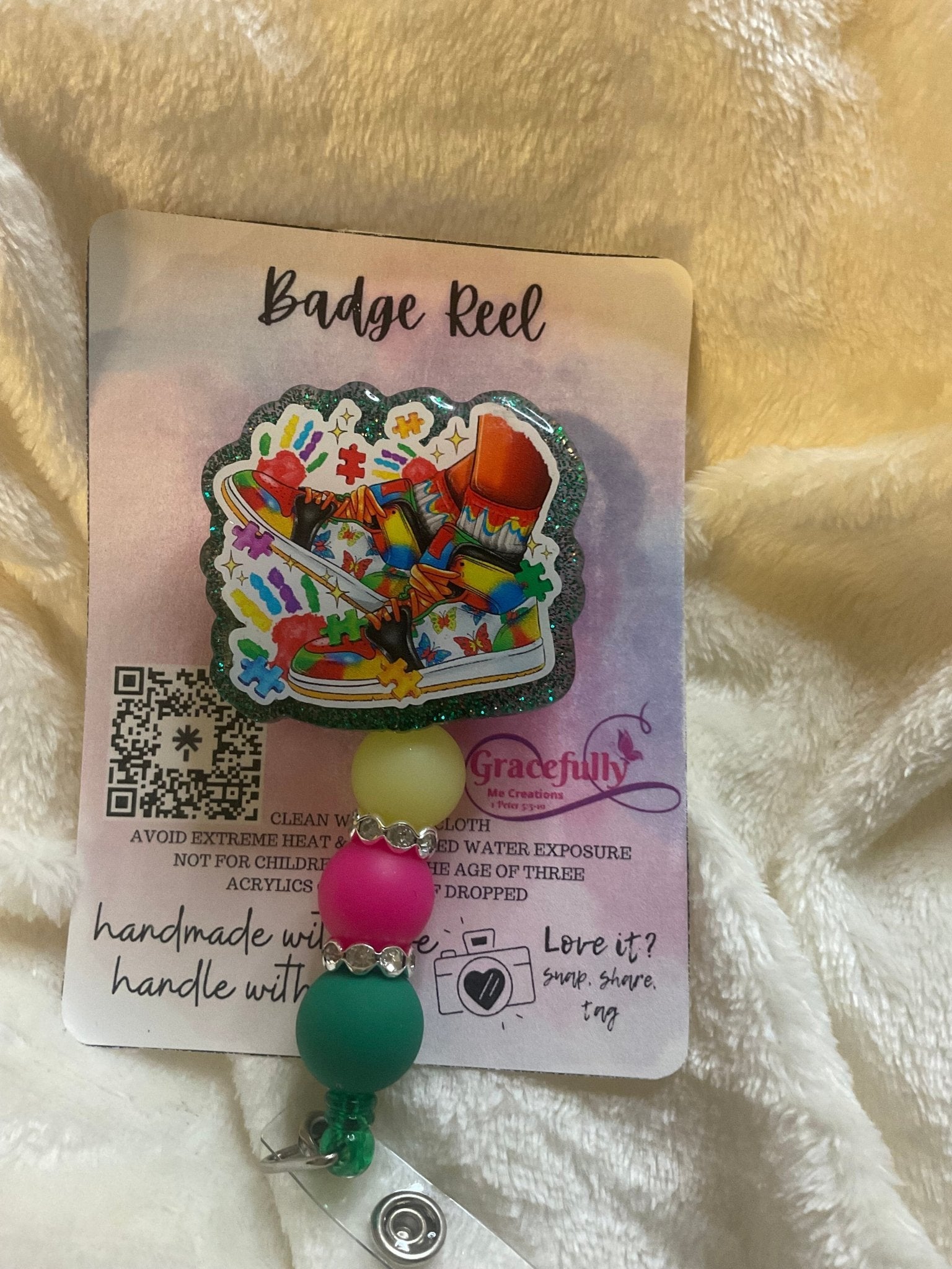 Autism Awareness Badge Reel by Gracefully Me Creations-Handmade Mississippi Gift for Teachers & Nurses