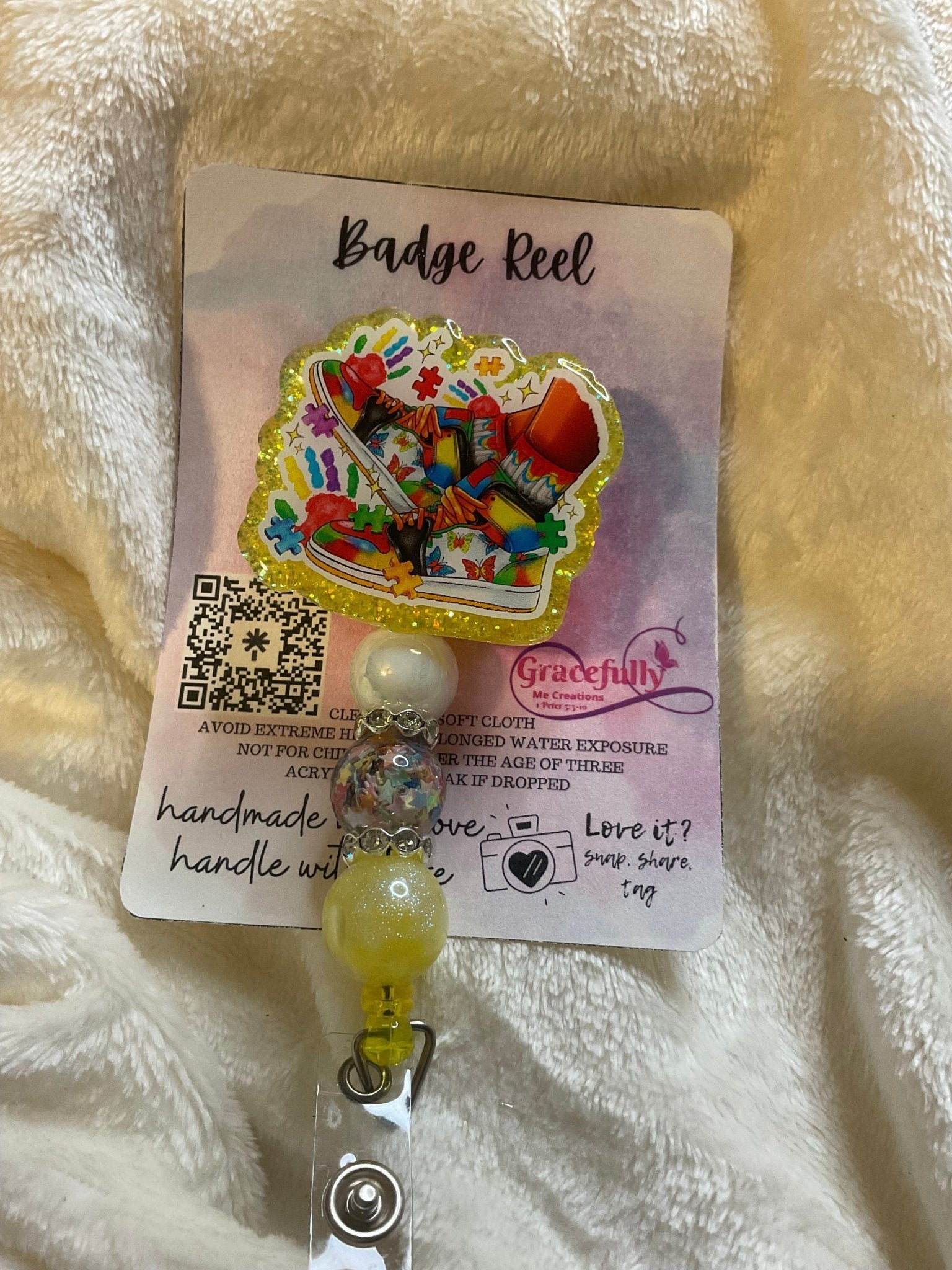Autism Awareness Badge Reel: Handmade Puzzle Design Gift for Nurses & Teachers