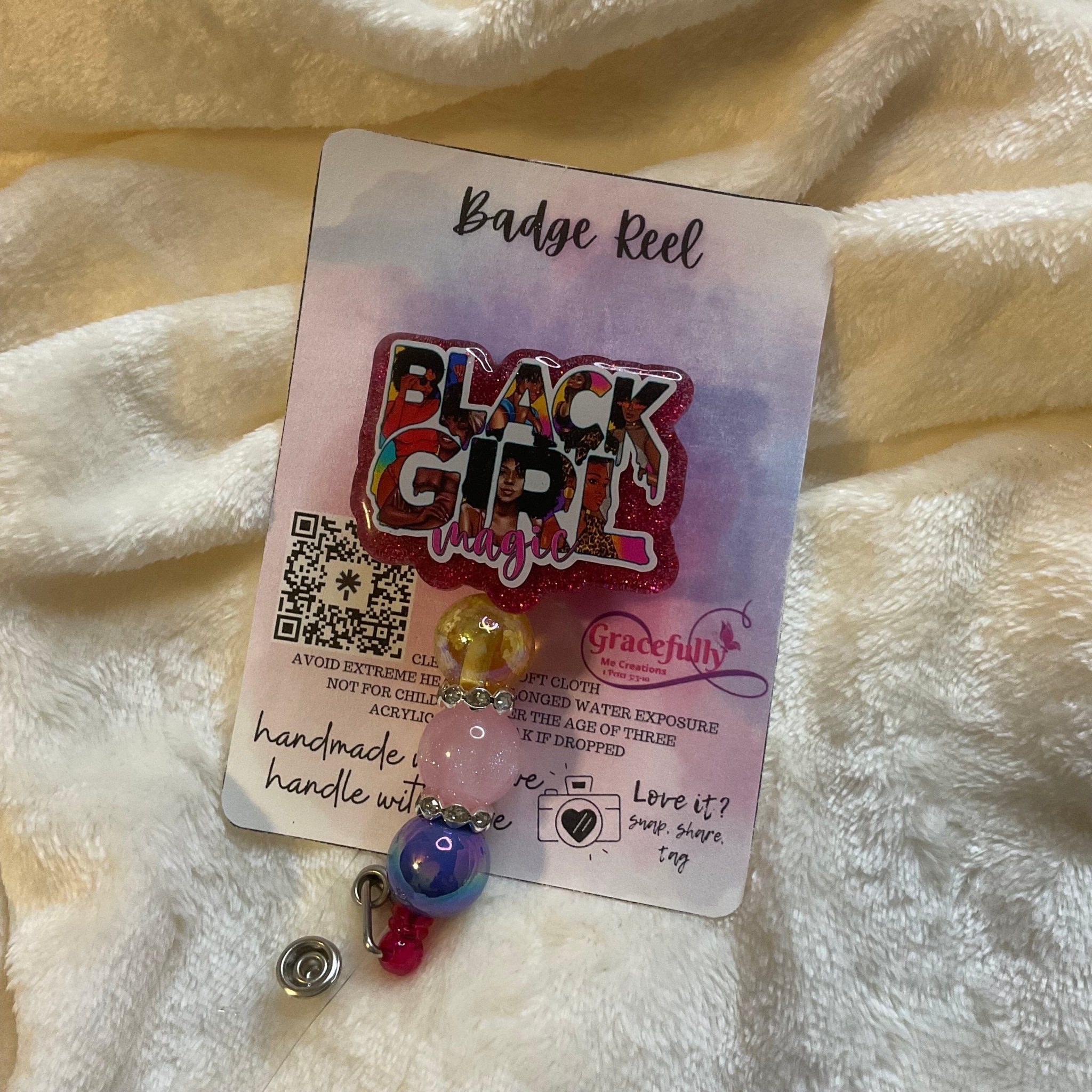 Black Girl Magic Badge Reel: Handmade Mississippi Empowerment Accessory - Shop Now!