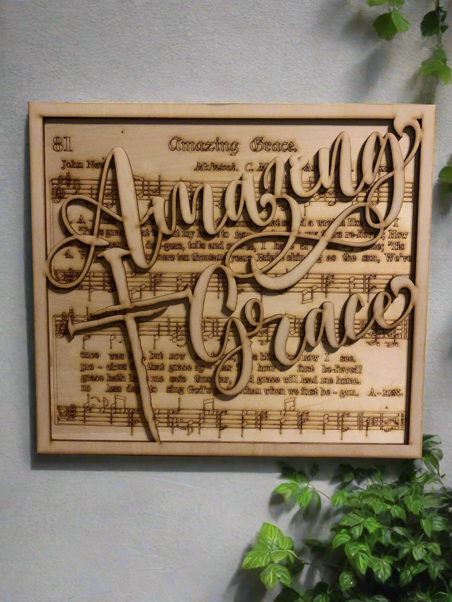 “Amazing Grace” Wooden Plaque with Stand