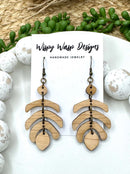 Mississippi handmade gift – The Jet Earring by Wispy Wasp, cherry wood earrings with antique brass hypoallergenic ear wires.