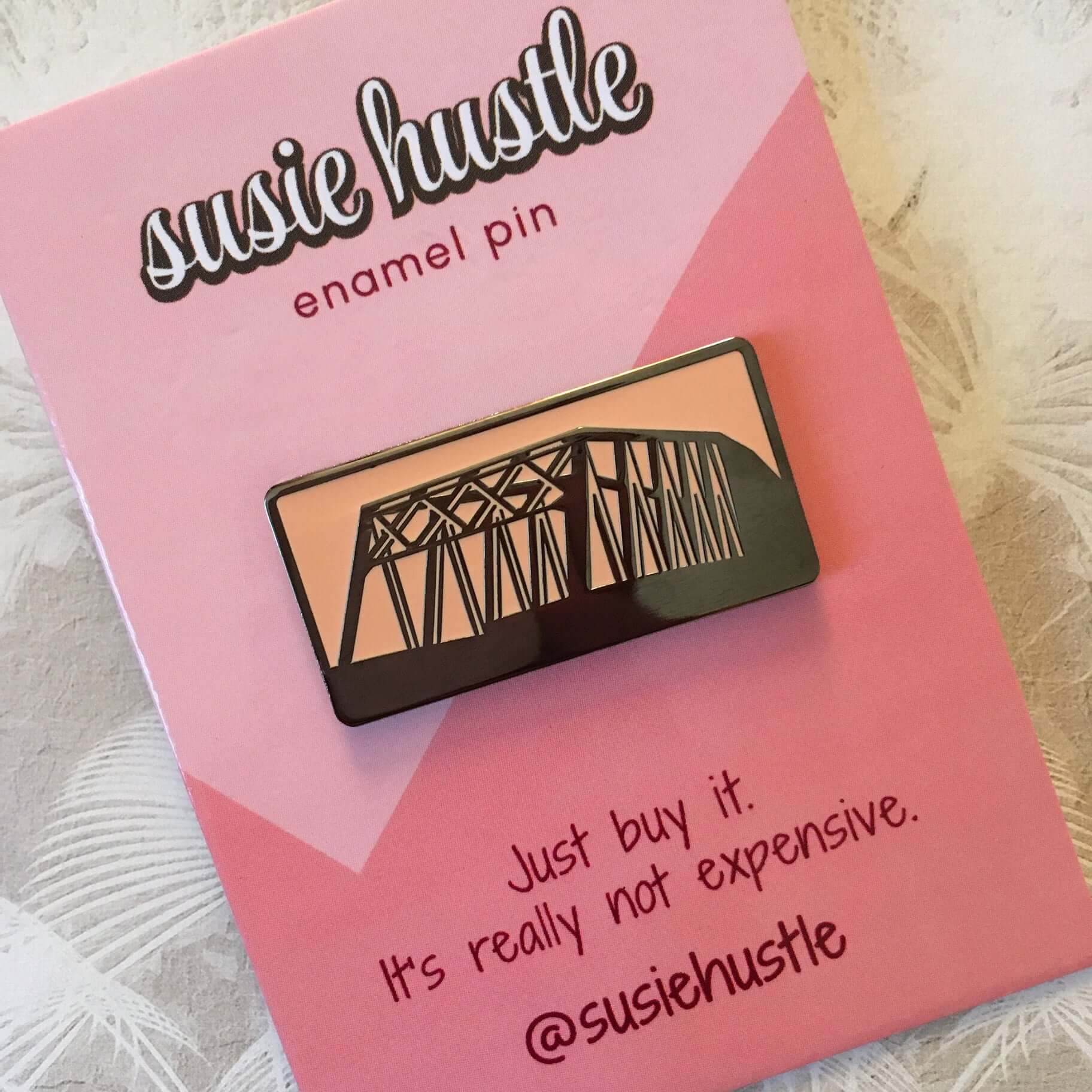 Keesler Bridge Greenwood MS Enamel Pin - Mississippi Delta Art by Susie Hustle