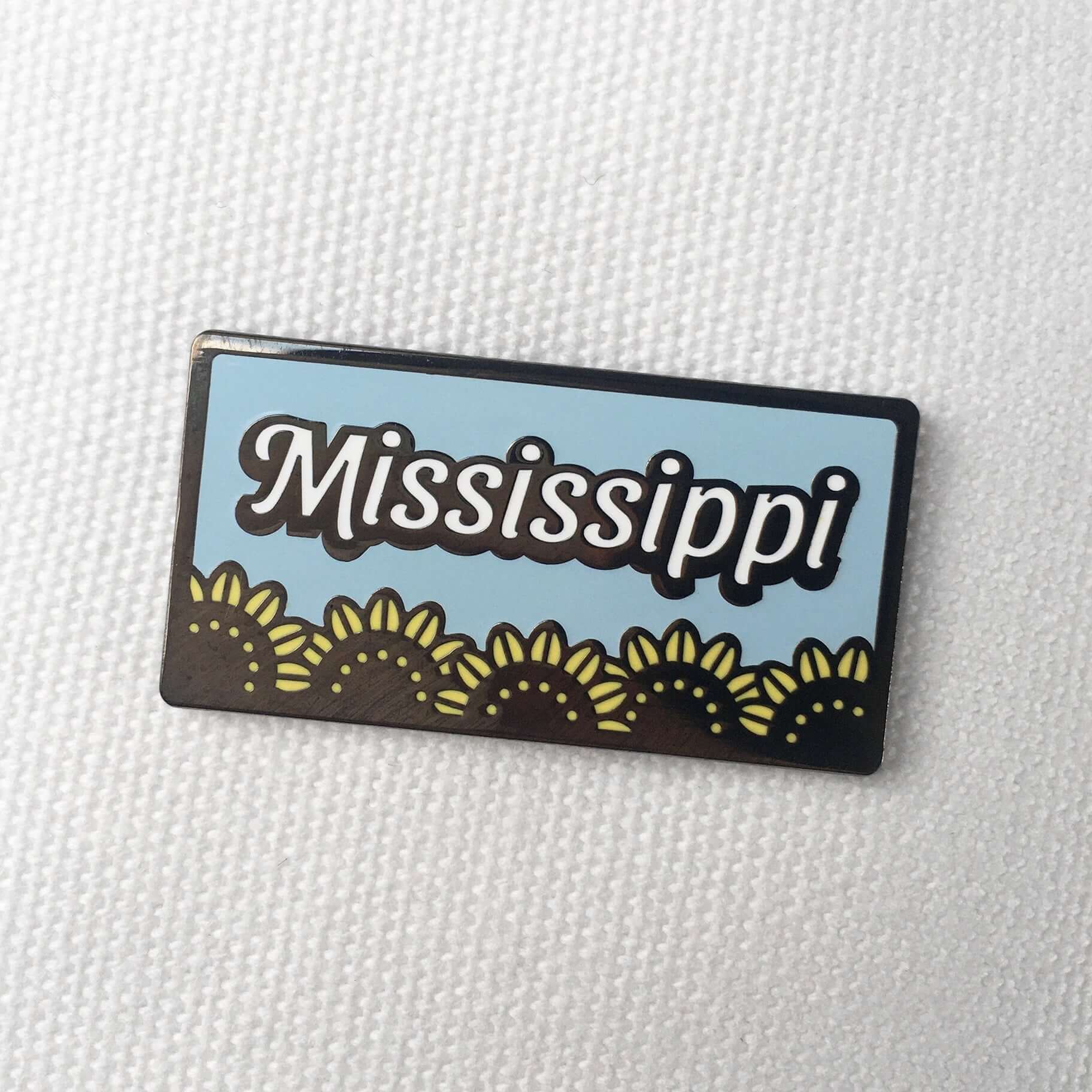 Mississippi Sunflower Enamel Pin: Souvenir Gift Collectible