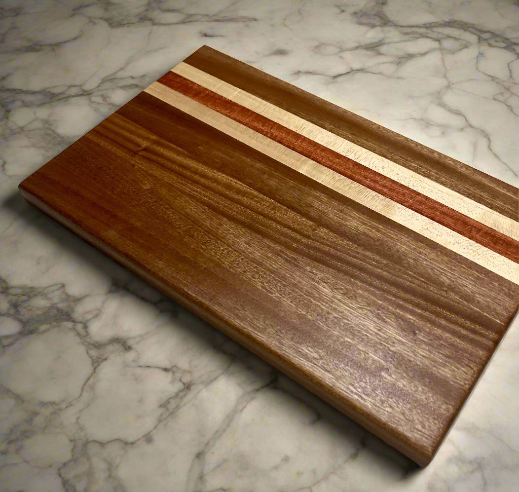 Sapele, Maple & Padauk Cutting Board 17x11