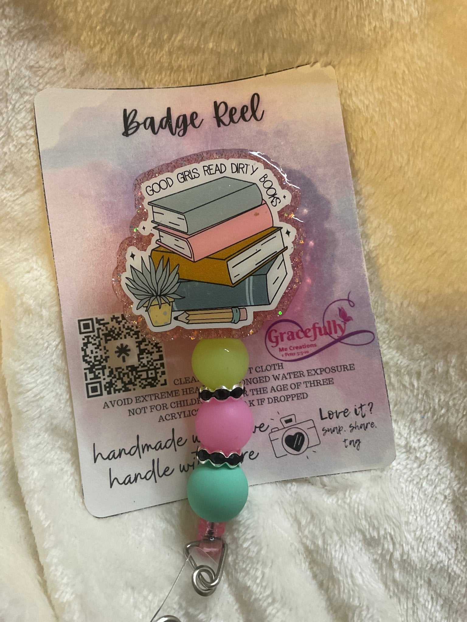 Good Girls Read Dirty Books Badge Reel - Handmade Book Lover Gift