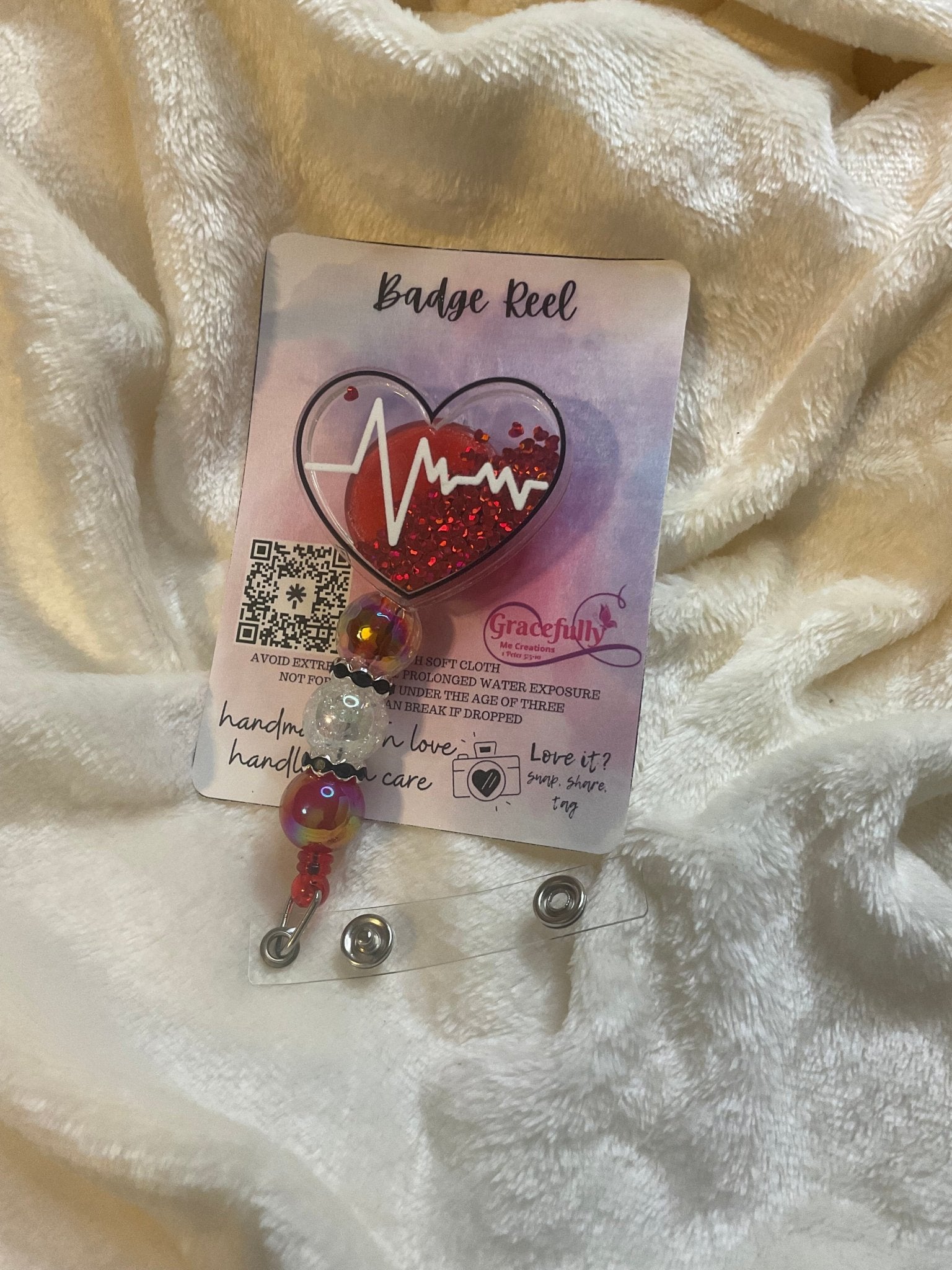 Heartbeat Badge Reel: Handmade Nurse Gift | EKG Retractable ID Holder | Healthcare Hero Accessory