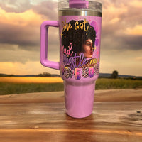 Front view of Mississippi handmade Mad Hustle 40 oz tumbler with UV DTF print – Stylish, Southern handmade drinkware by Gracefully Me Creations

