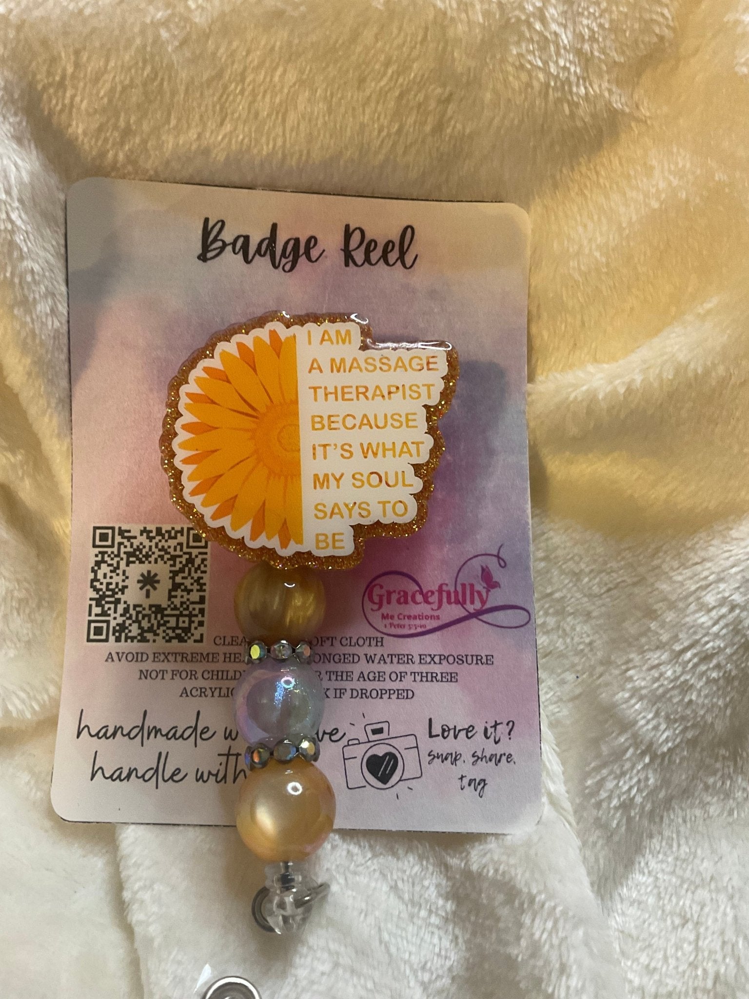 Massage Therapist Badge Reel - Handmade Mississippi Gift by Gracefully Me Creations