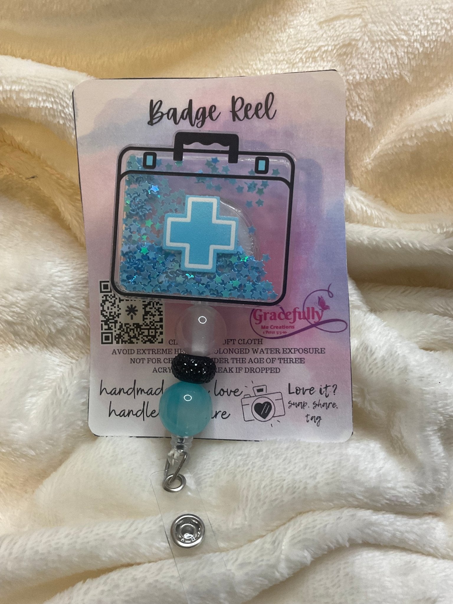 Med Bag Badge Reel - Nurse Gift, Handmade Medical ID Holder, Gracefully Me Creations, Retractable Clip