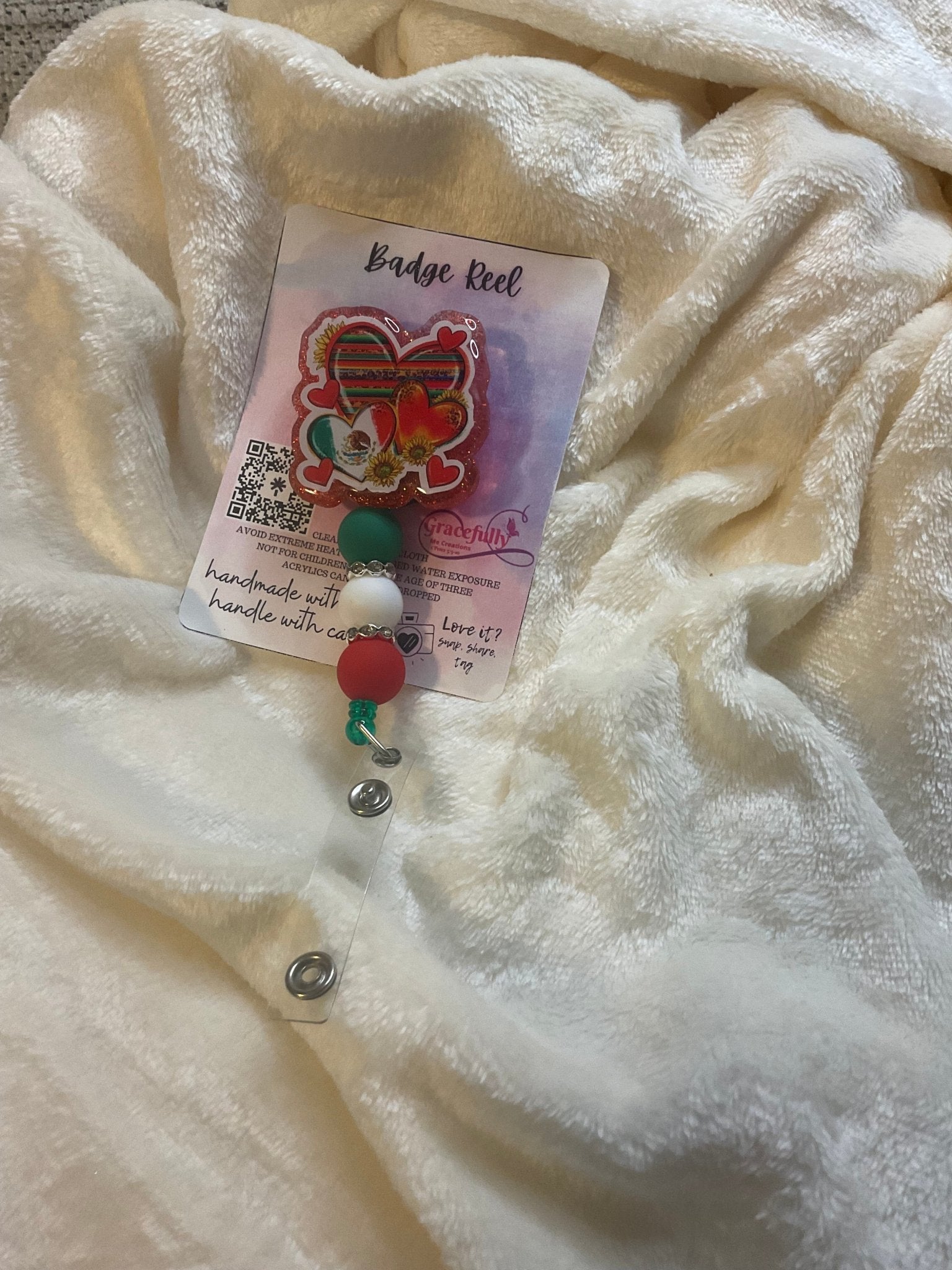 Mexican Heritage Badge Reel: Handmade in Mississippi - Cultural Pride Accessory