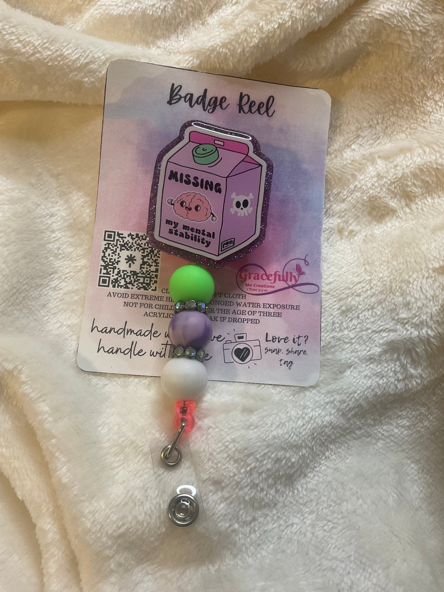 Funny Mental Stability Badge Reel - Gracefully Me Creations Handmade Nurse/Teacher Gift