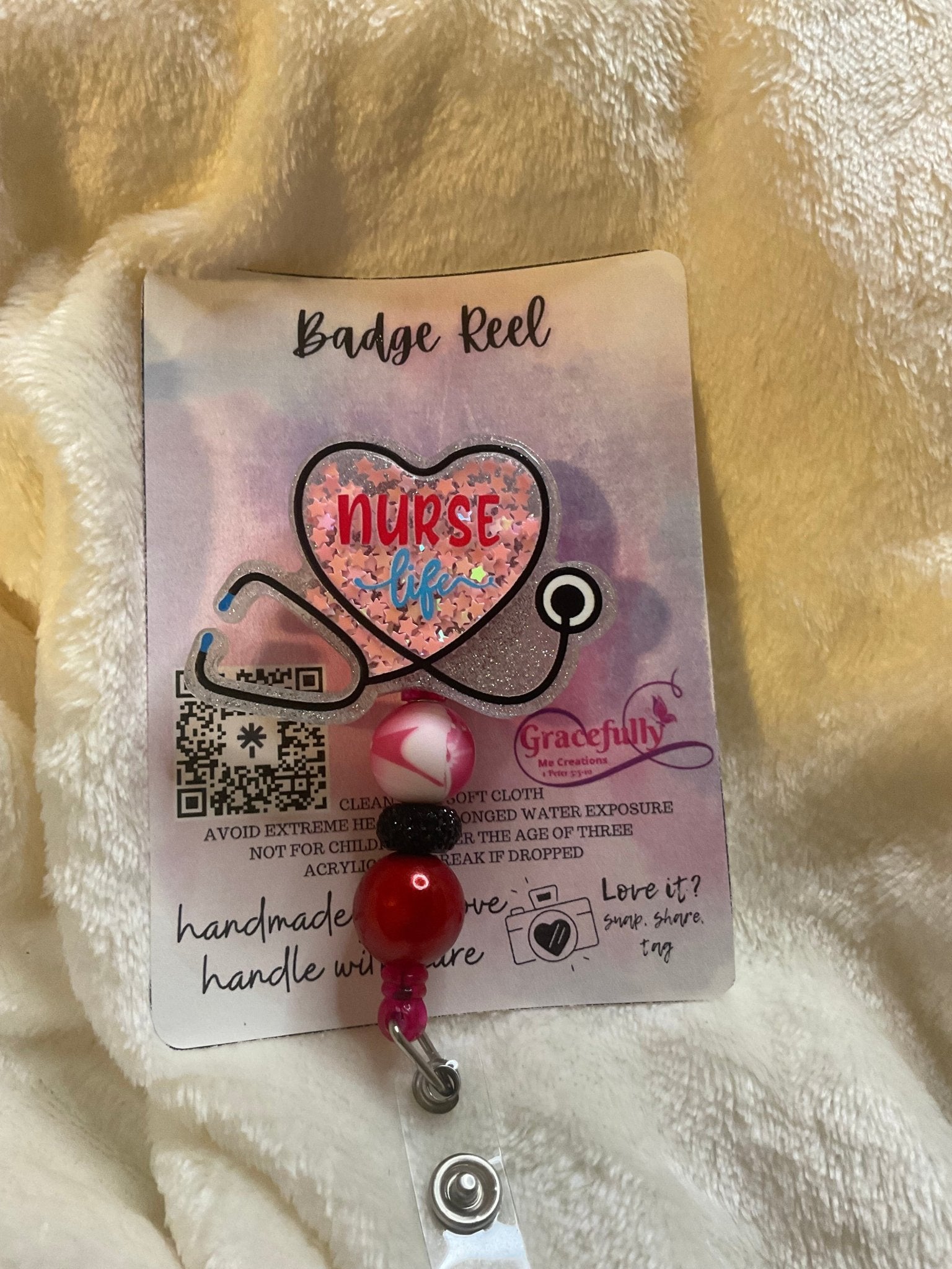 Nurse Badge Reel Handmade Retractable | Gift for Nurses | Gracefully Me Creations MS