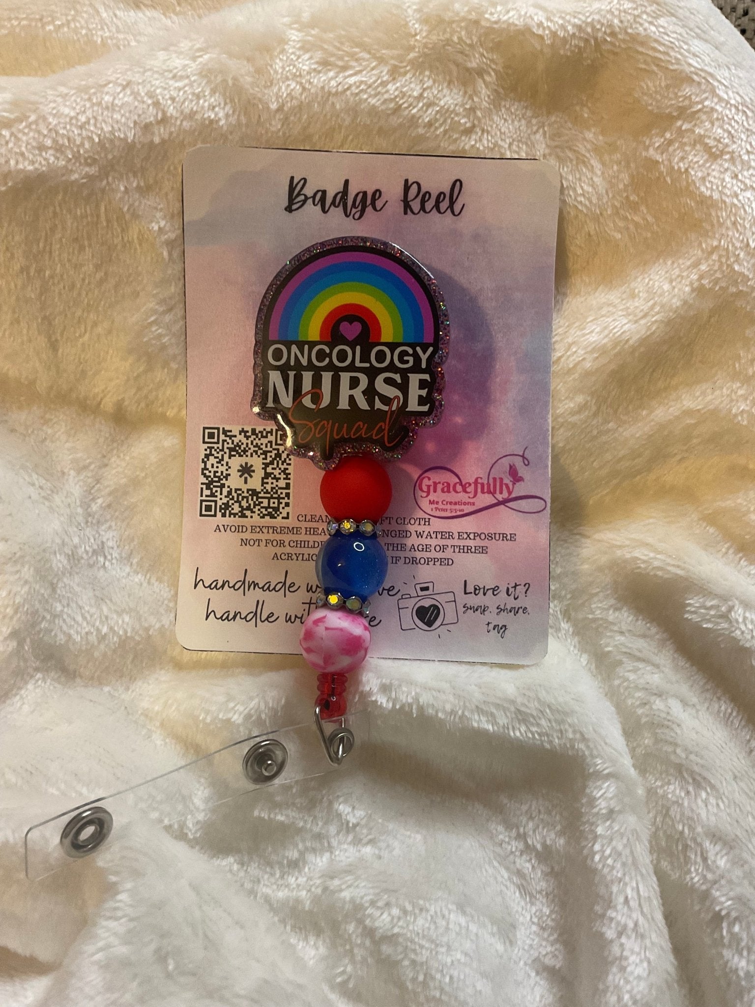 Oncology Nurse Badge Reel - Handmade Gift for Nurses | Gracefully Me Creations
