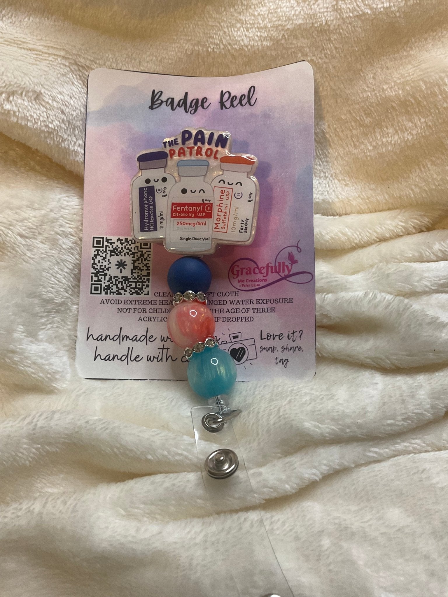 Pain Patrol Nurse Badge Reel - Humorous Healthcare Gift - Handmade Pain Management Retractable ID Badge