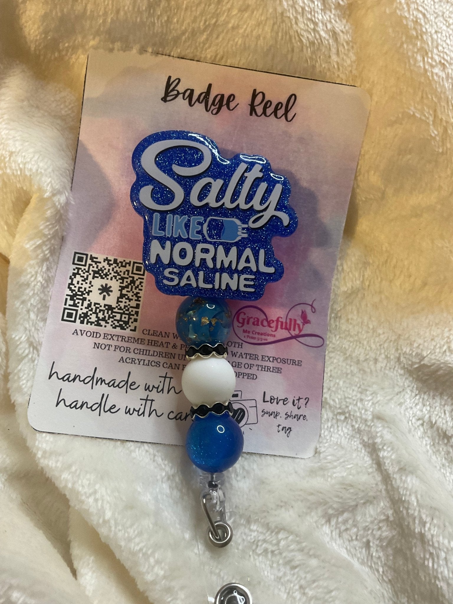 Salty Nurse Badge Reel: Funny Retractable Badge Holder for Medical Staff