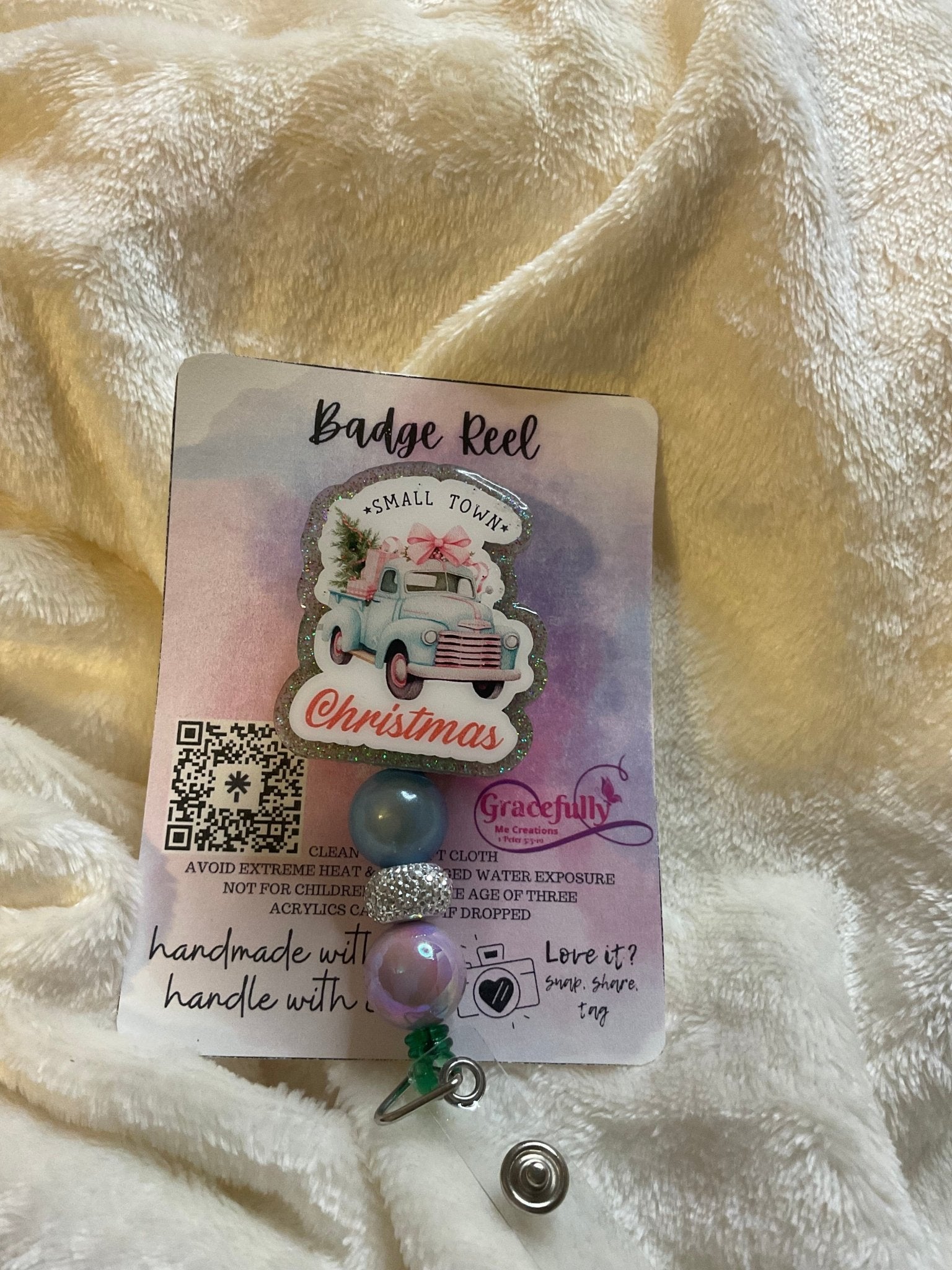 Christmas Truck Badge Reel - Small Town Handmade Badge Holder