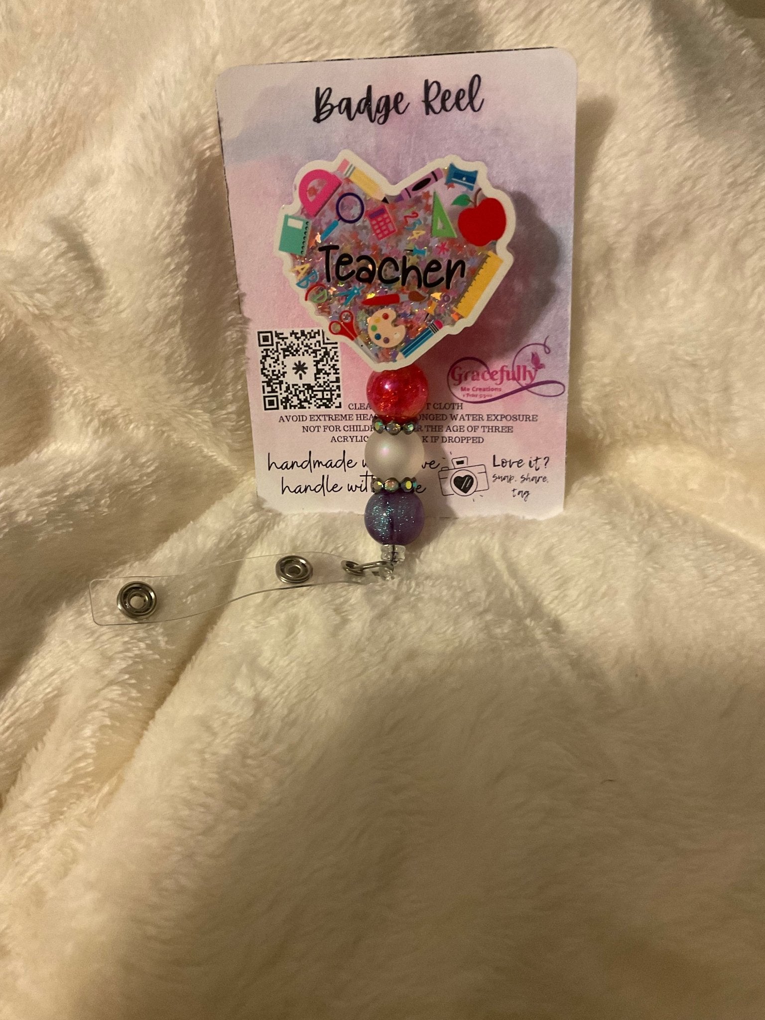 Teacher Badge Reel Handmade Heart Gift - Mississippi Teacher Appreciation