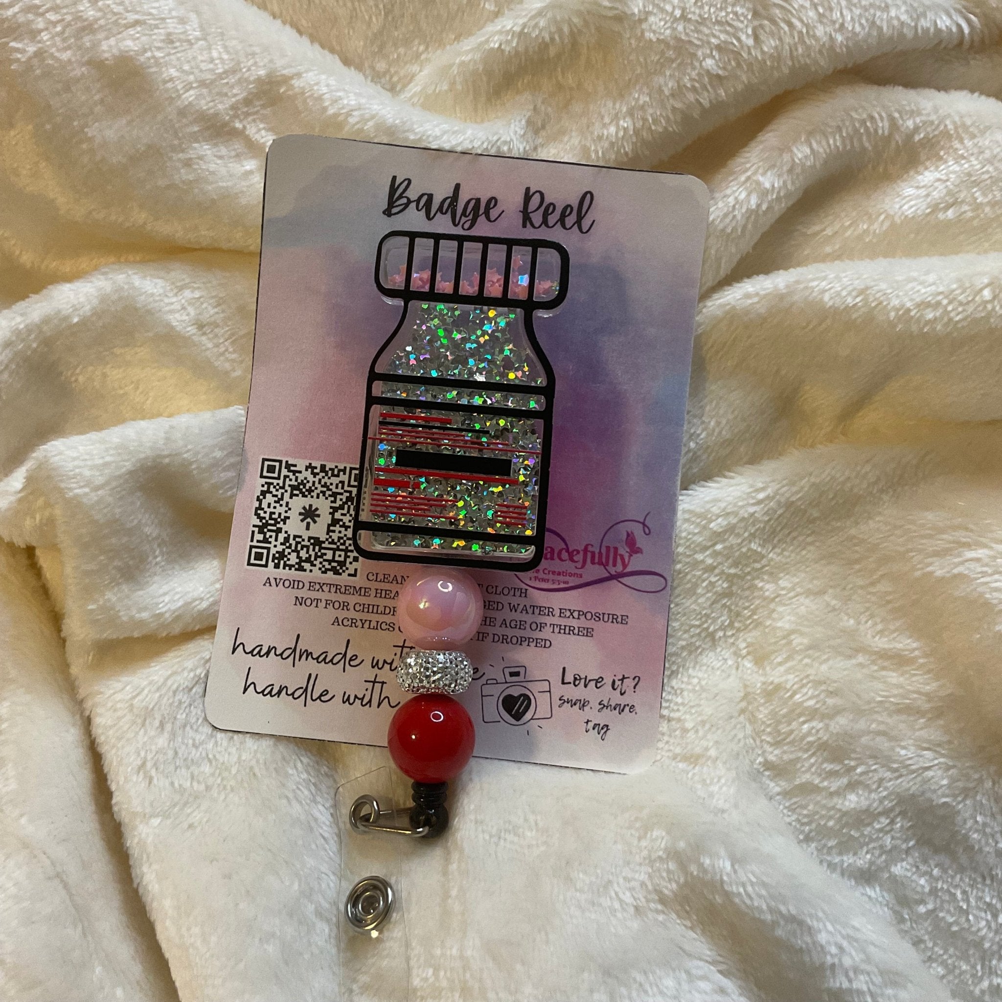 Vial Bottle Badge Reel: Nurse, Pharmacy & Healthcare ID Holder. Handmade in Mississippi by Gracefully Me Creations