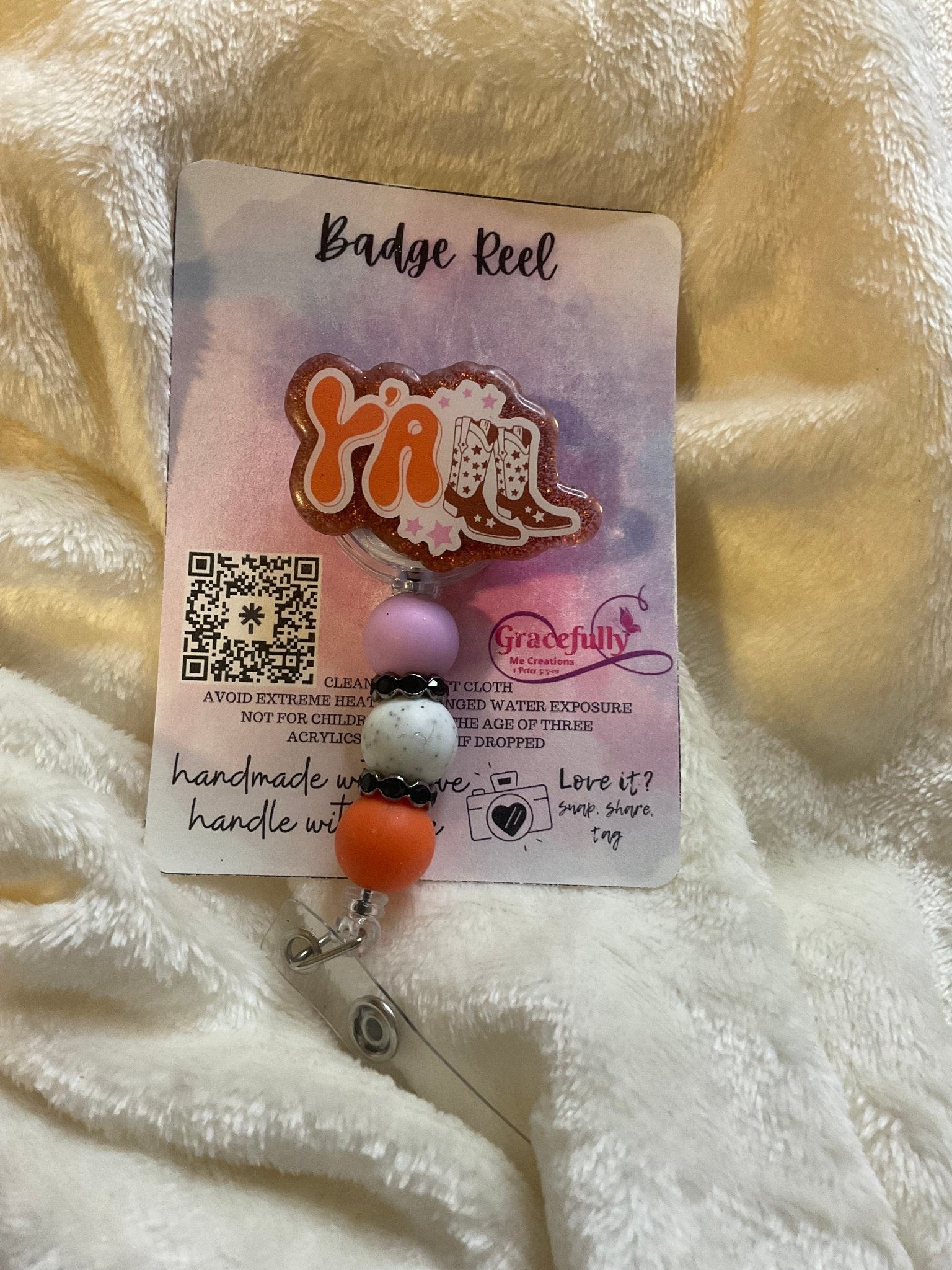 Handmade Y'all Badge Reel: Southern Charm by Gracefully Me Creations. Retractable, Cute. Nurses, Teachers.