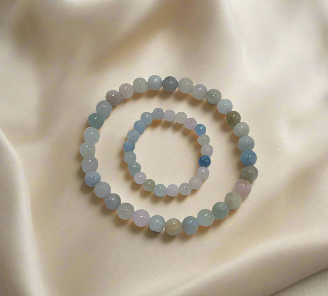 Mississippi handmade gift – Mother & Child Morganite Bracelets by Solid Rock Jewelry.