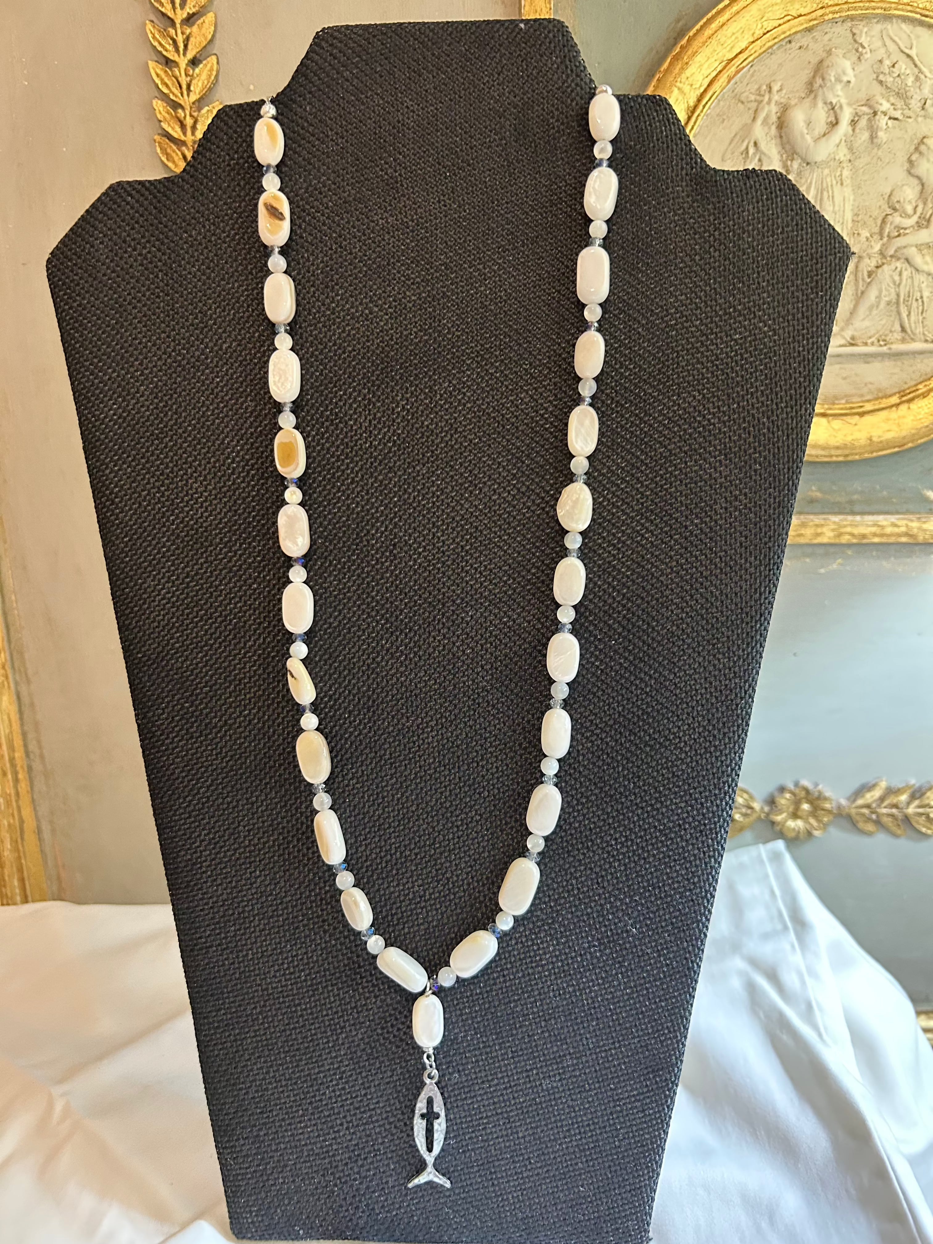 Mother of Pearl and Crystal Fisher of Men Necklace