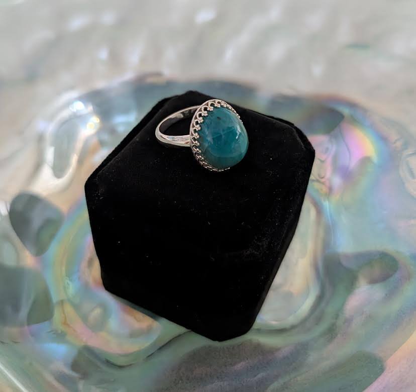 Shattuckite Ring: Sterling Silver, Namibian Gemstone, Handmade Jewelry