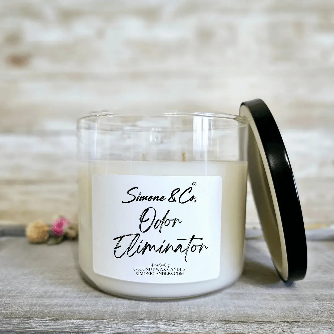 Simone & Co. Odor Eliminator Candle: Fresh Linen Scent, Mississippi Made. Best Odor Control. 