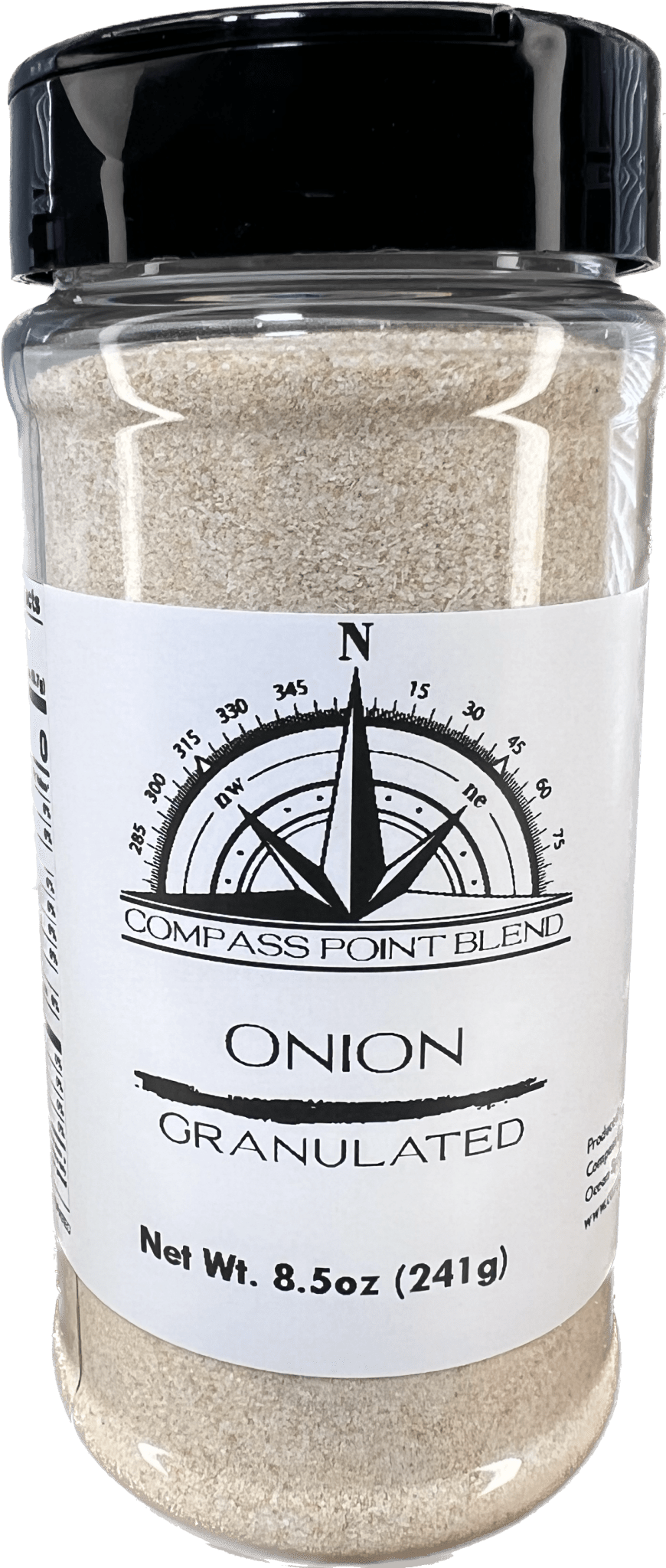 Compass Point Blend Onion Granulated Spice Jar: 8.5oz of premium flavor for cooking.