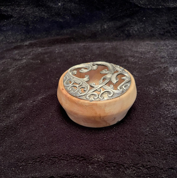 Pecan Wood Treasure Box with Metal Lid - Decorative Ring & Jewelry Holder by Main Street Collective