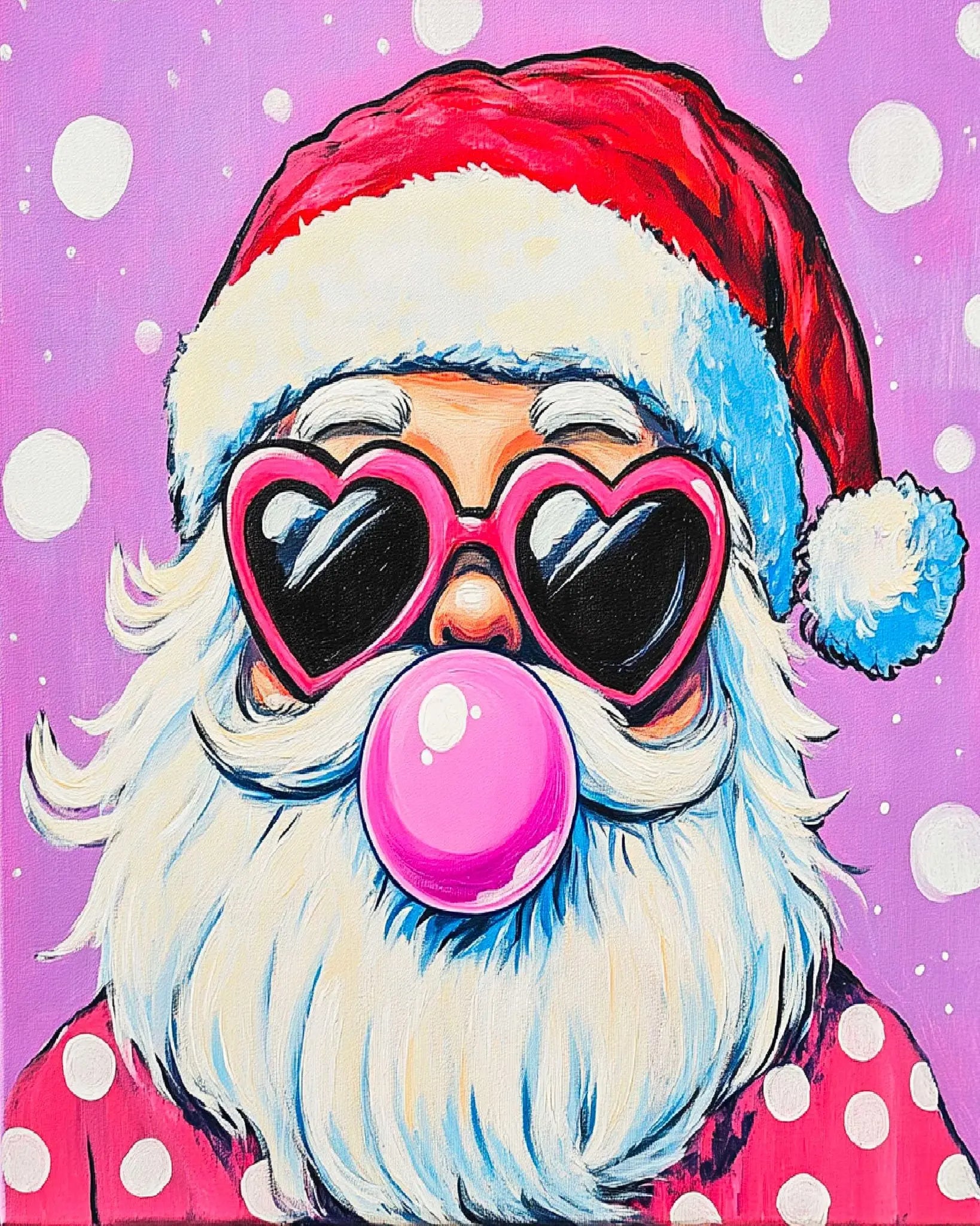 Cool Santa Painting DIY Kit: Holiday Art Project with Heart Sunglasses & Bubble Gum from Main Street Collective
