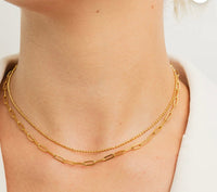 Paperclip Layered Choker worn layered with casual boho outfit from Keep It Trendy